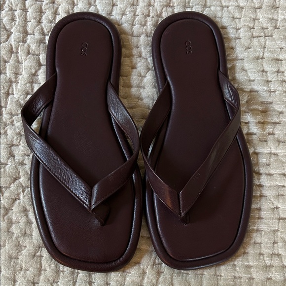 COS Burgubdy Leather Sandals - Picture 1 of 7